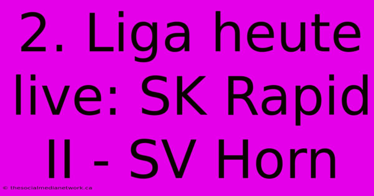 2. Liga Heute Live: SK Rapid II - SV Horn