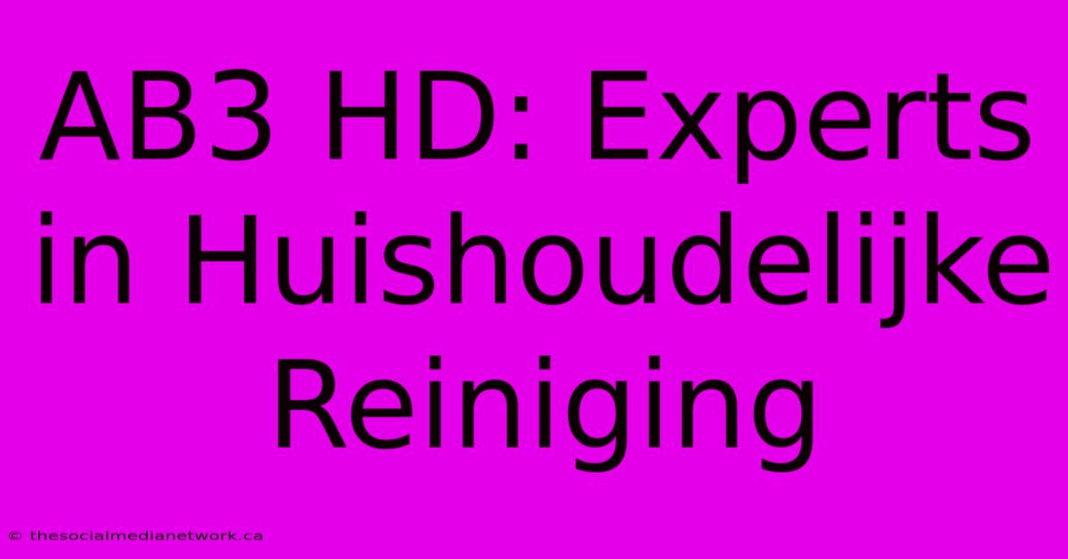 AB3 HD: Experts In Huishoudelijke Reiniging