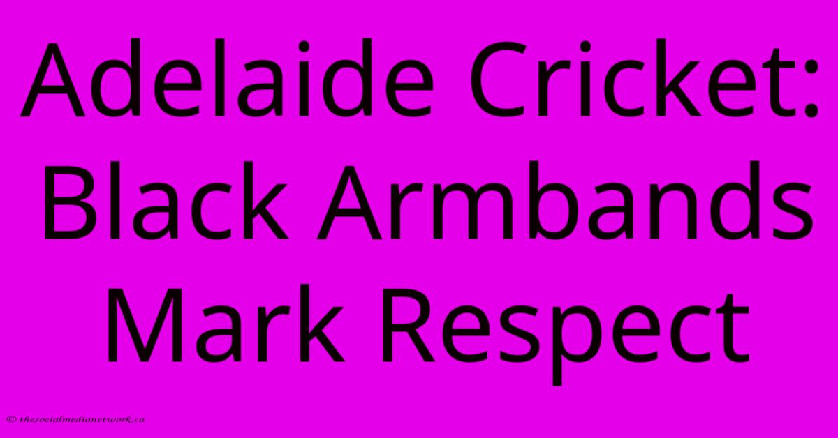 Adelaide Cricket: Black Armbands Mark Respect Adelaide Cricket: Black Armbands Mark Respect