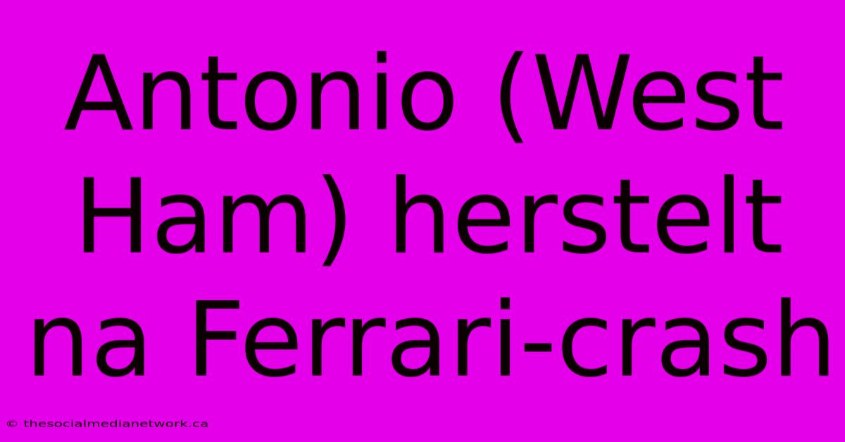 Antonio (West Ham) Herstelt Na Ferrari-crash