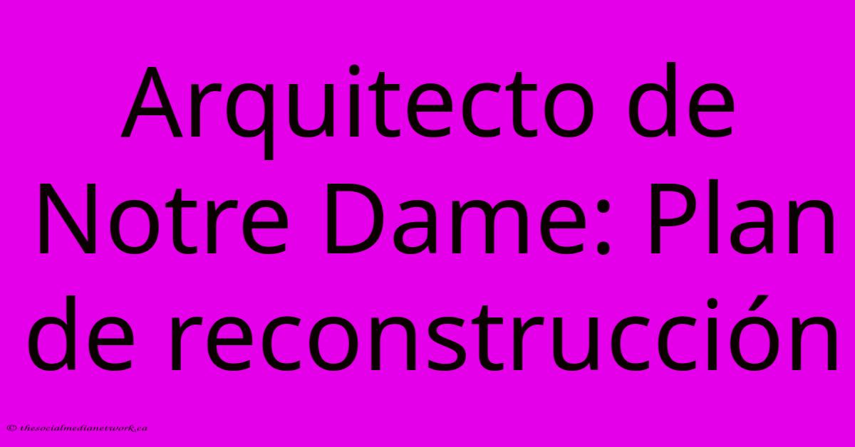 Arquitecto De Notre Dame: Plan De Reconstrucción Arquitecto De Notre Dame: Plan De Reconstrucción