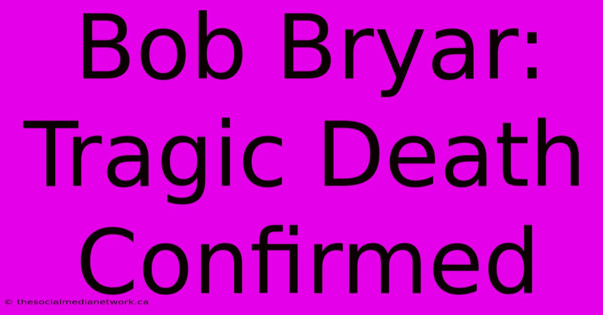 Bob Bryar: Tragic Death Confirmed