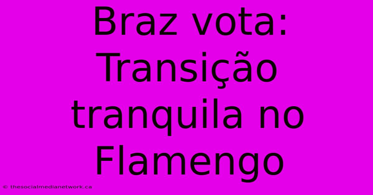 Braz Vota: Transição Tranquila No Flamengo