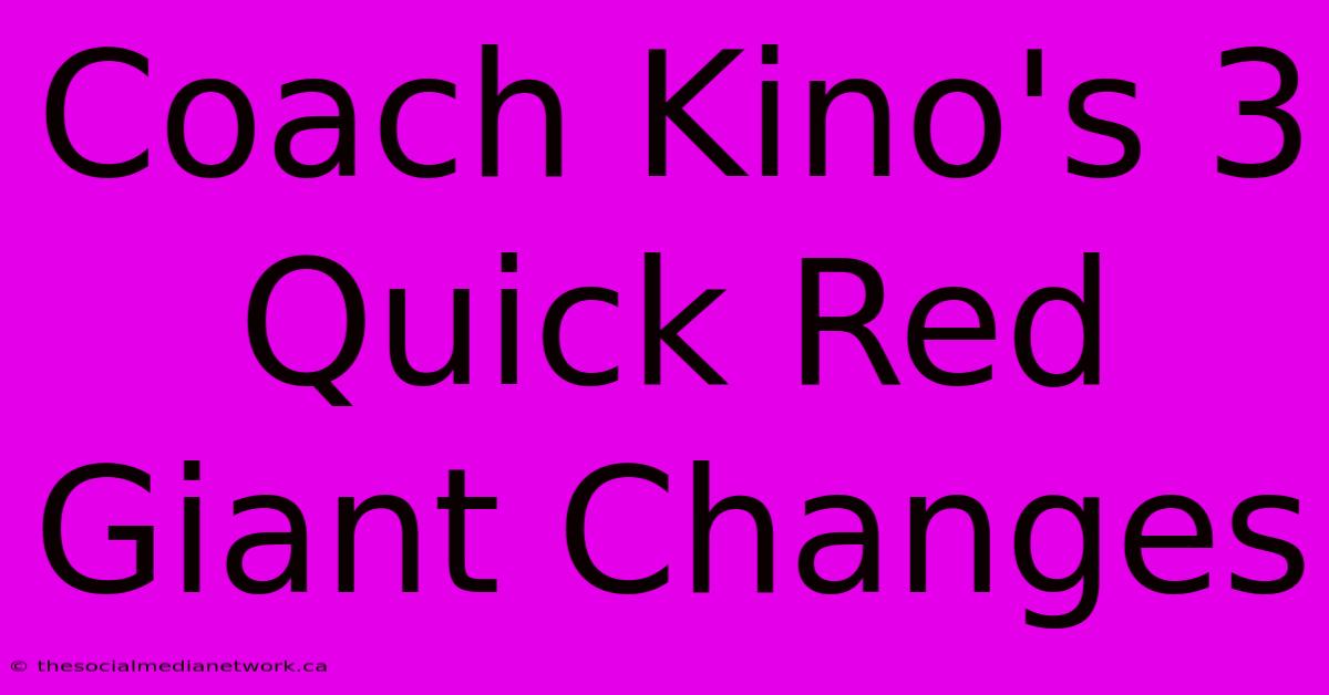 Coach Kino's 3 Quick Red Giant Changes