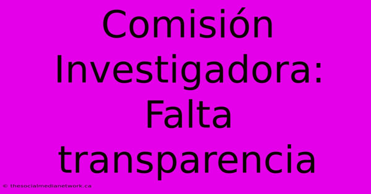 Comisión Investigadora: Falta Transparencia