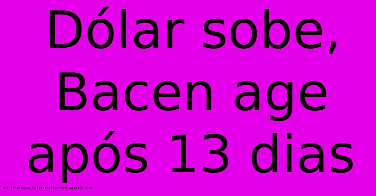 Dólar Sobe, Bacen Age Após 13 Dias