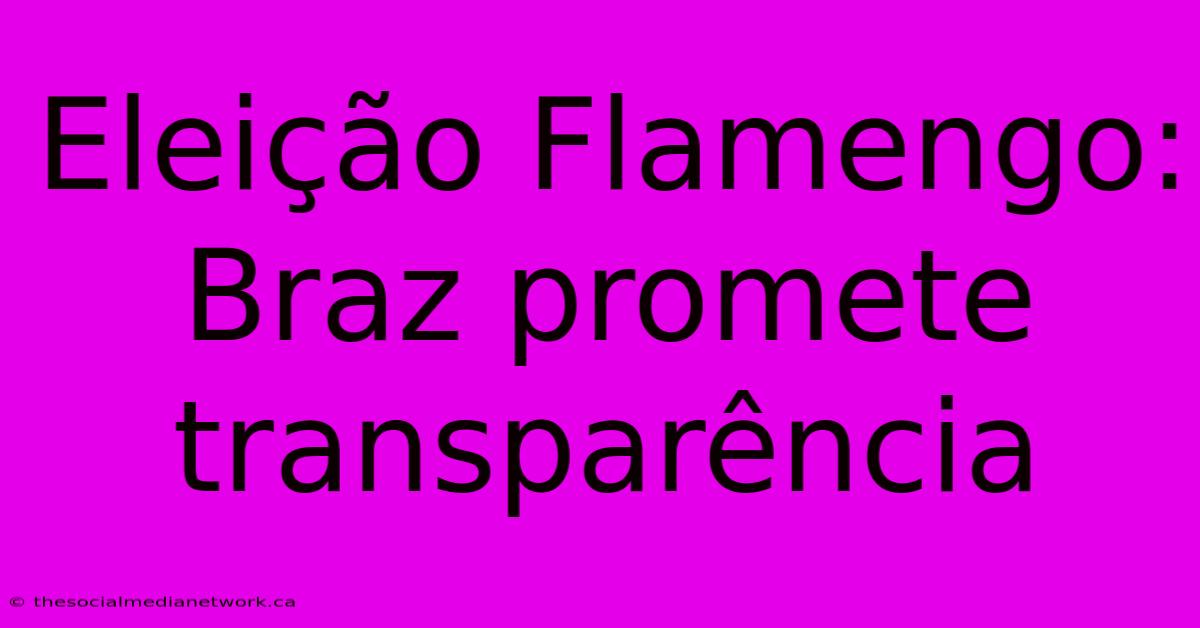 Eleição Flamengo: Braz Promete Transparência