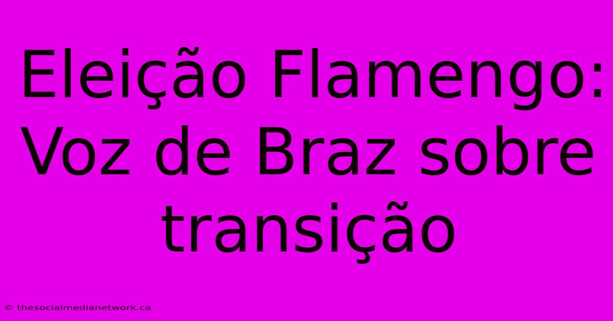 Eleição Flamengo:  Voz De Braz Sobre Transição