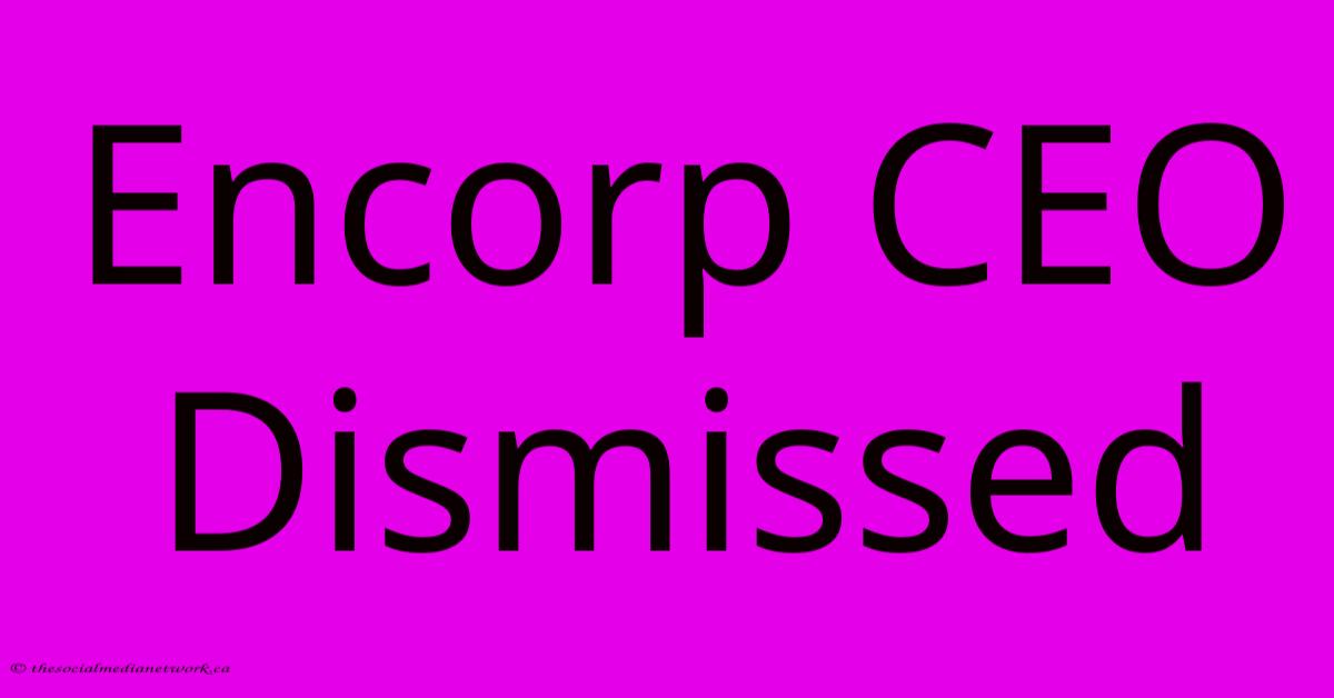 Encorp CEO Dismissed