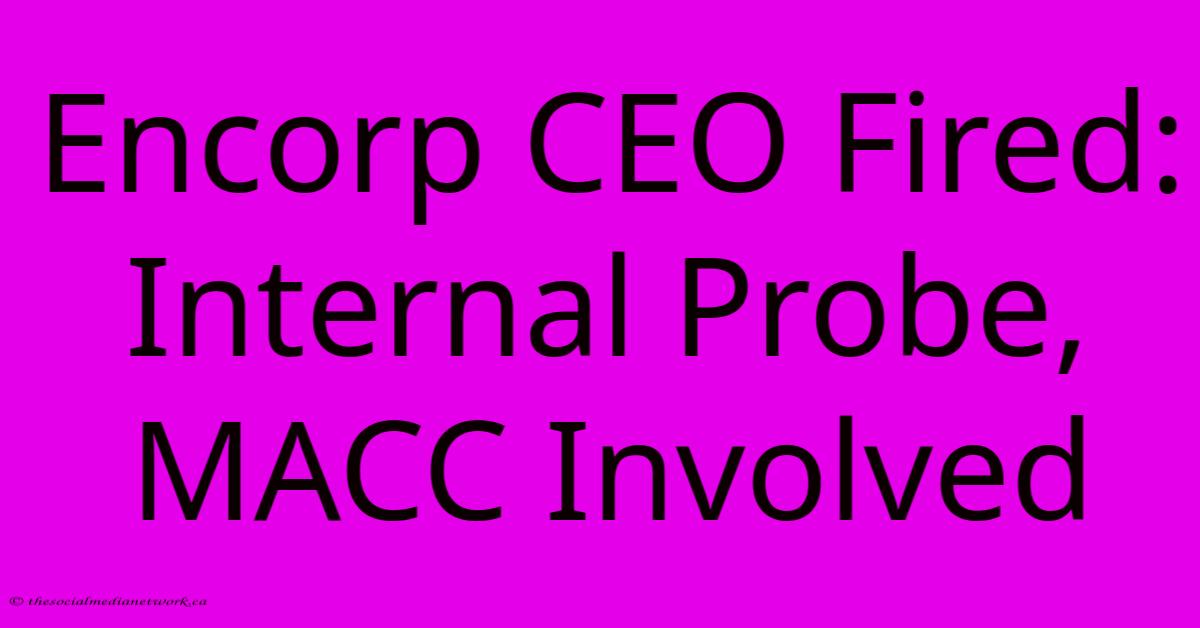 Encorp CEO Fired: Internal Probe, MACC Involved