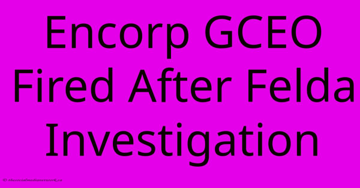 Encorp GCEO Fired After Felda Investigation