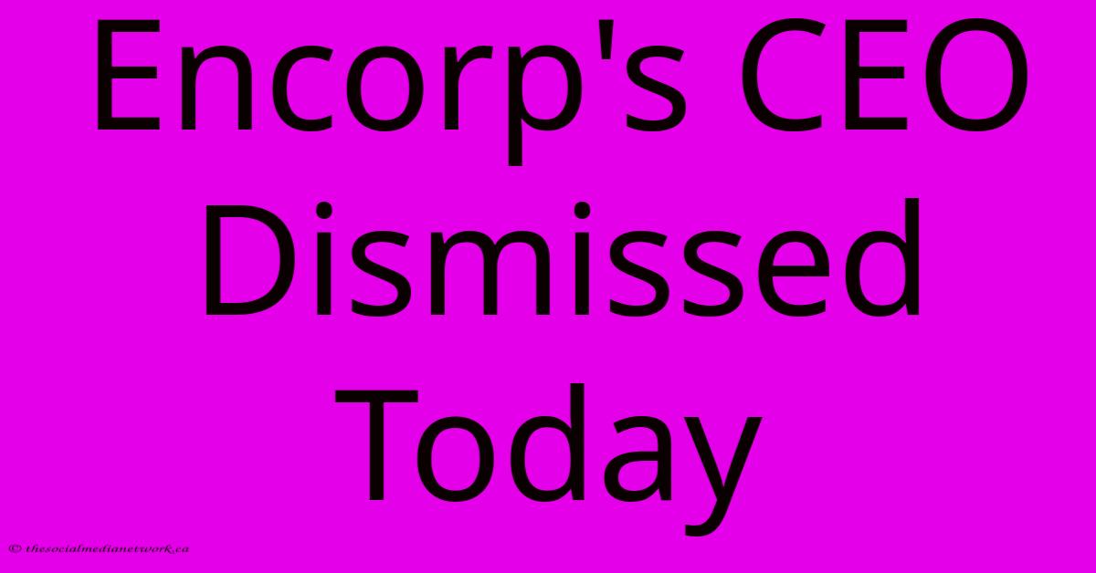 Encorp's CEO Dismissed Today