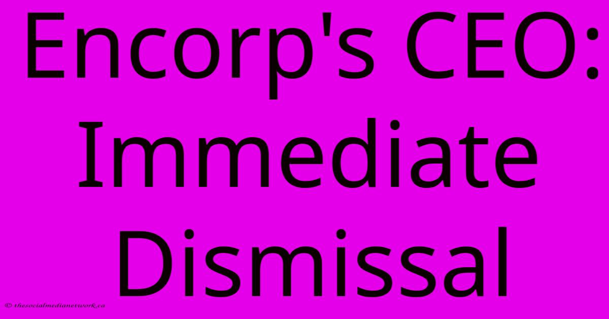 Encorp's CEO: Immediate Dismissal