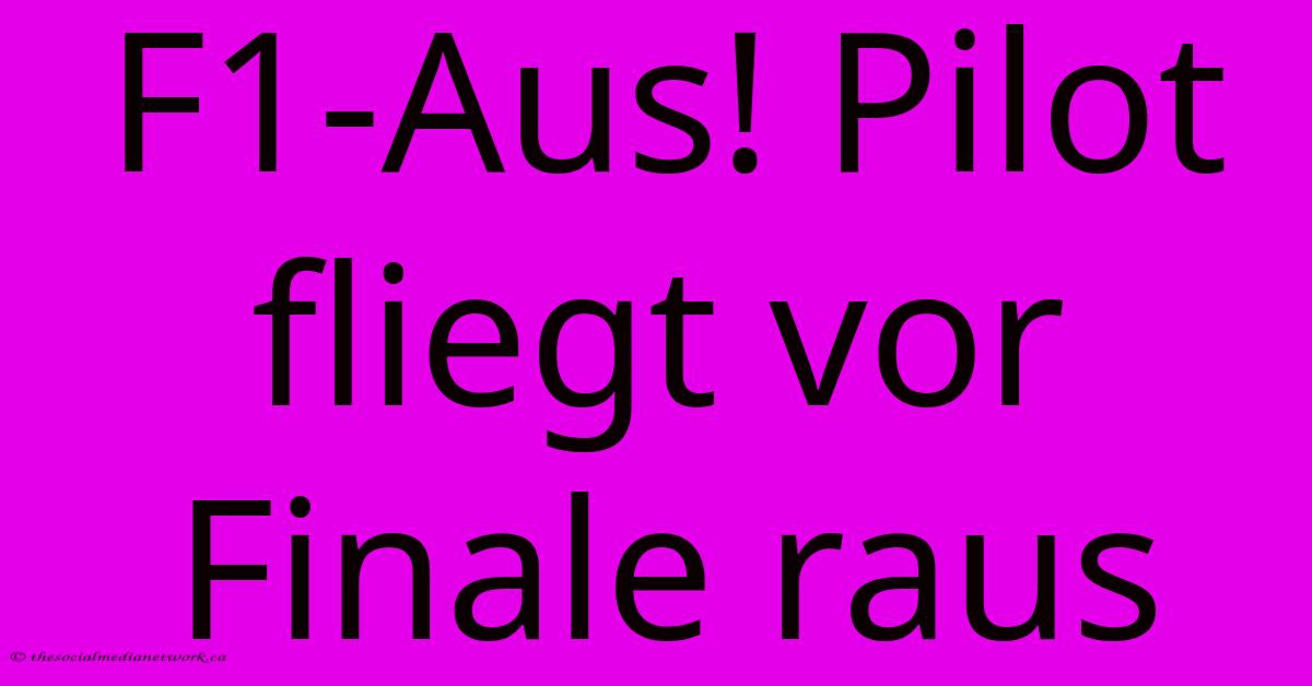 F1-Aus! Pilot Fliegt Vor Finale Raus F1-Aus! Pilot Fliegt Vor Finale Raus