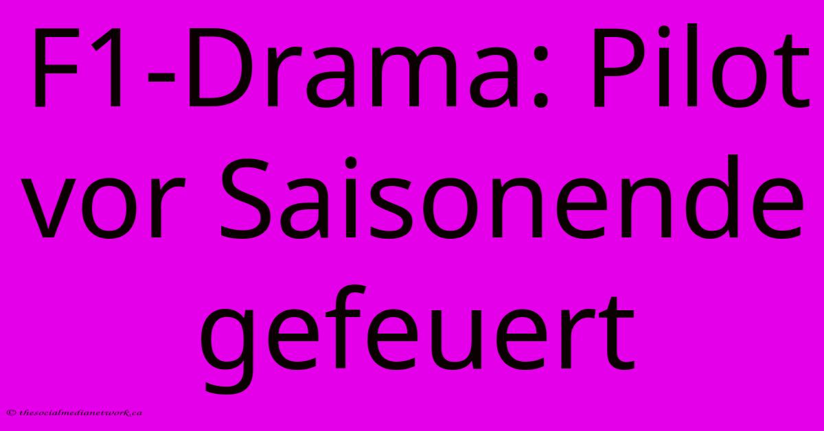 F1-Drama: Pilot Vor Saisonende Gefeuert F1-Drama: Pilot Vor Saisonende Gefeuert