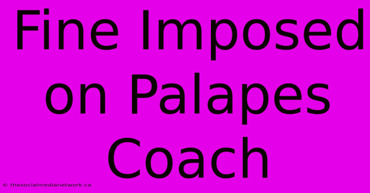 Fine Imposed On Palapes Coach