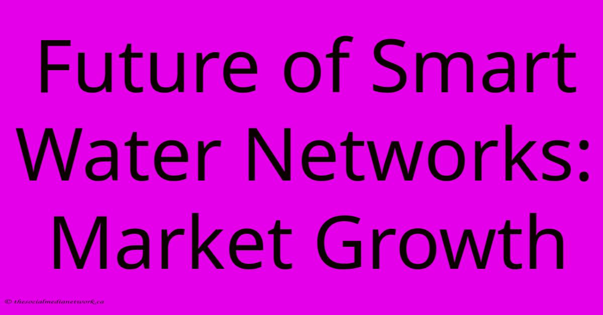 Future Of Smart Water Networks: Market Growth Future Of Smart Water Networks: Market Growth