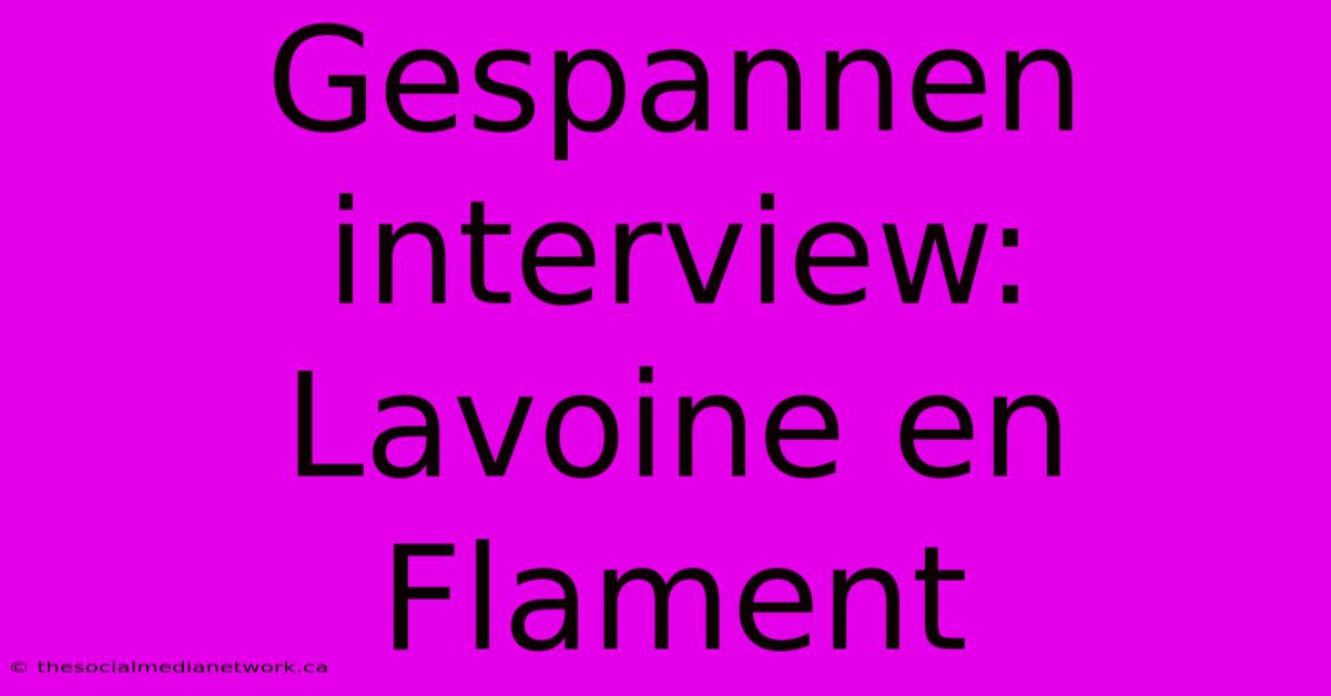 Gespannen Interview: Lavoine En Flament