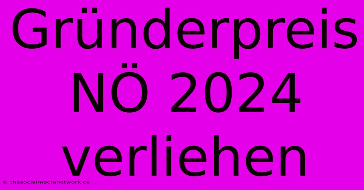 Gründerpreis NÖ 2024 Verliehen