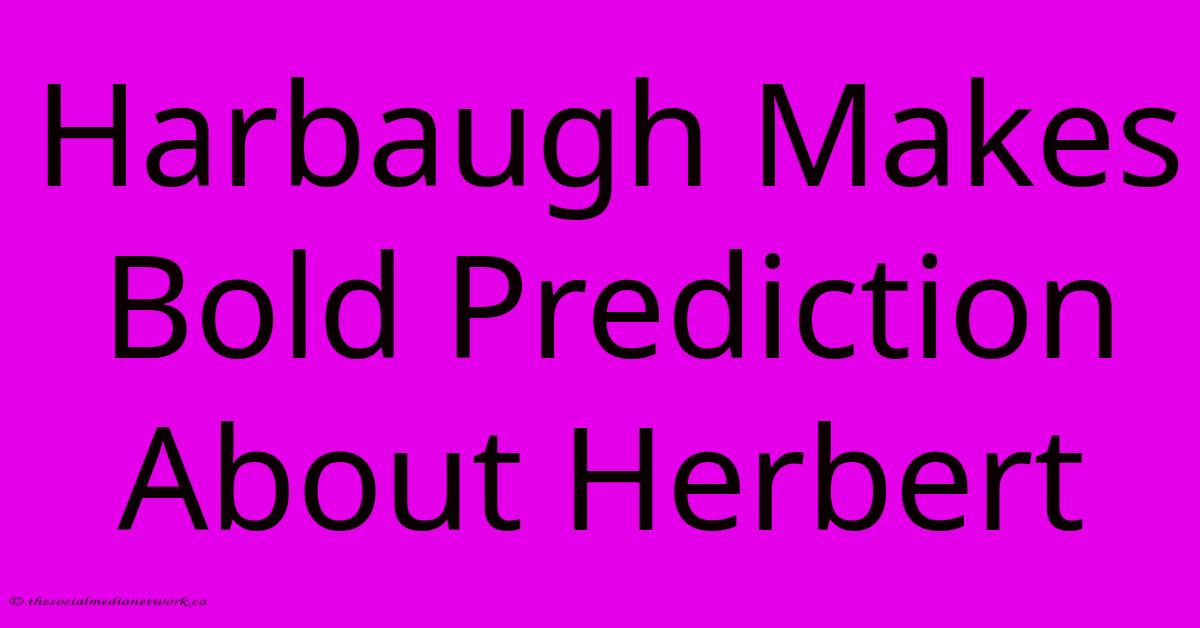 Harbaugh Makes Bold Prediction About Herbert Harbaugh Makes Bold Prediction About Herbert