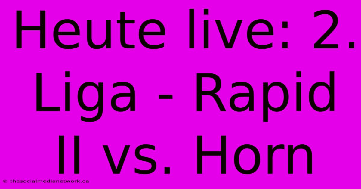 Heute Live: 2. Liga - Rapid II Vs. Horn