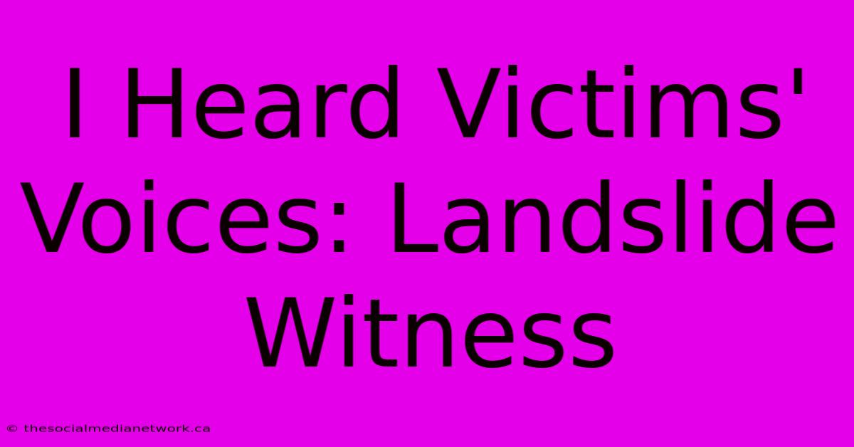 I Heard Victims' Voices: Landslide Witness