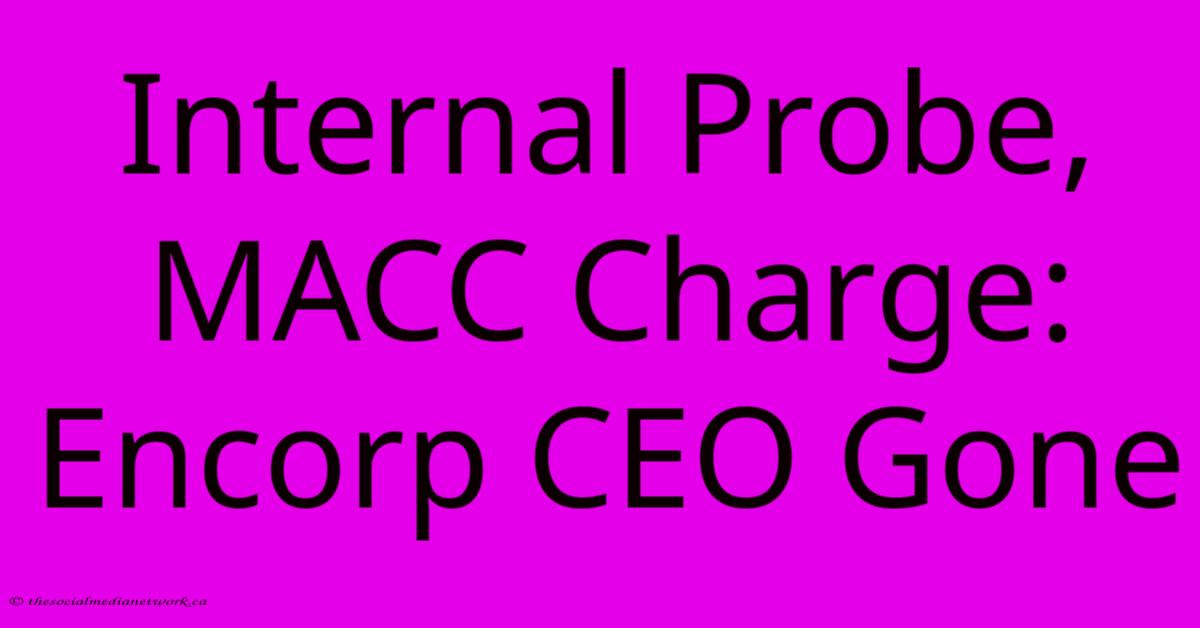 Internal Probe, MACC Charge: Encorp CEO Gone