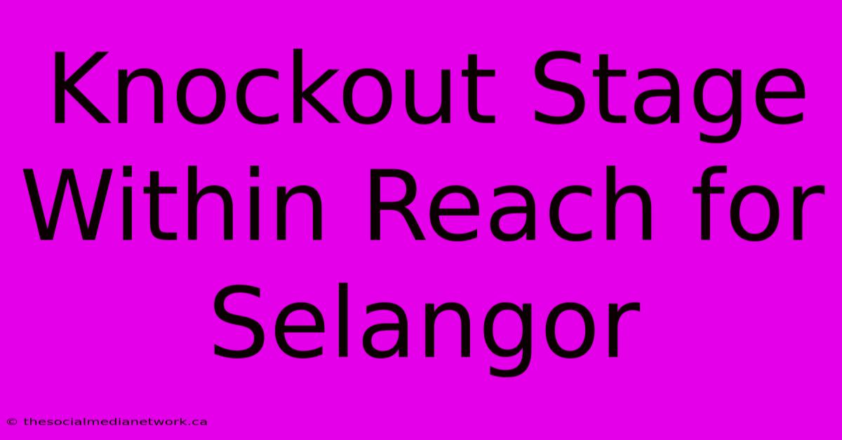 Knockout Stage Within Reach For Selangor