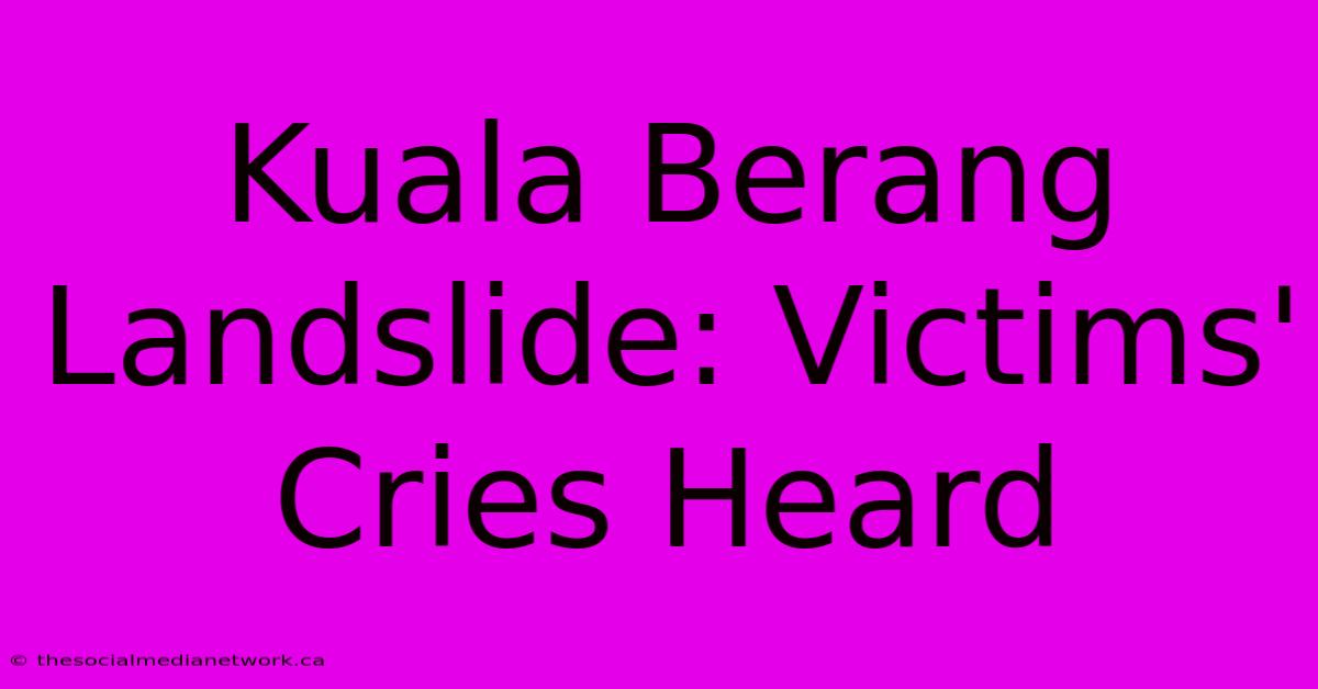 Kuala Berang Landslide: Victims' Cries Heard