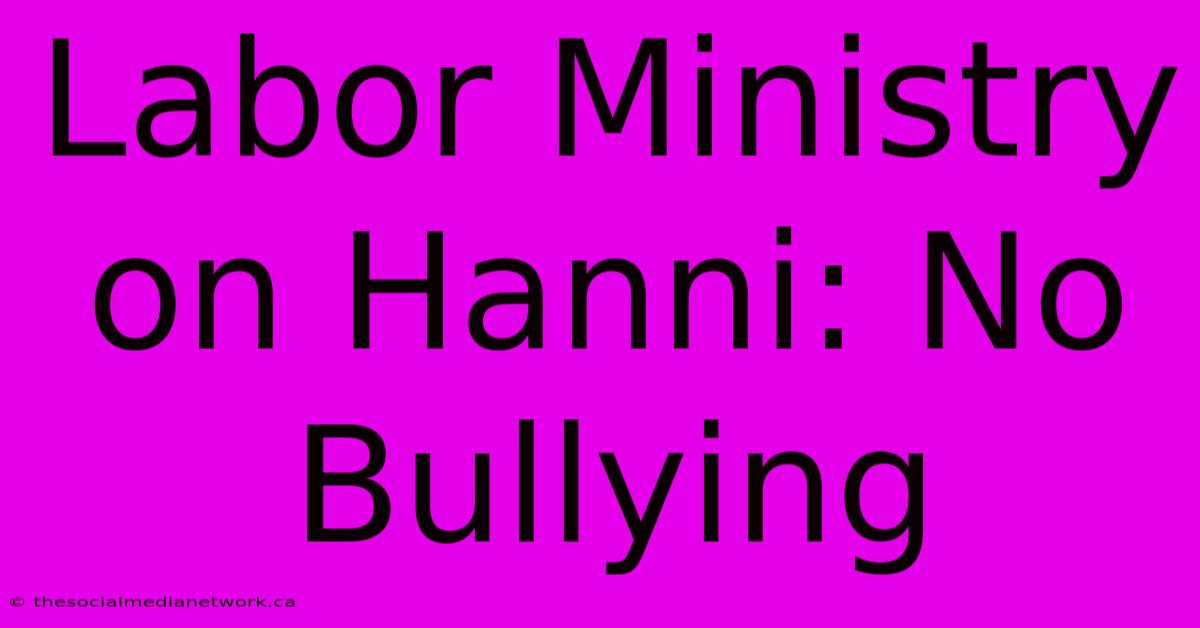 Labor Ministry On Hanni: No Bullying