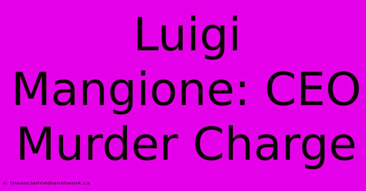 Luigi Mangione: CEO Murder Charge