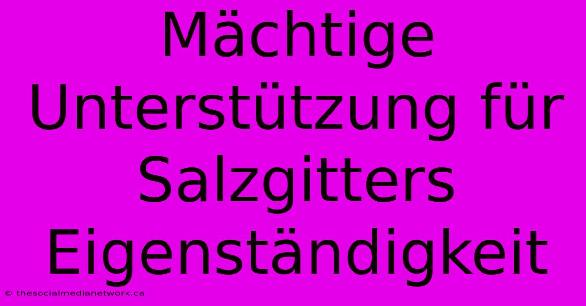 Mächtige Unterstützung Für Salzgitters Eigenständigkeit