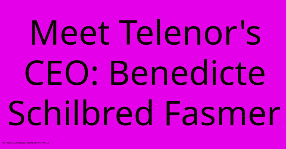 Meet Telenor's CEO: Benedicte Schilbred Fasmer