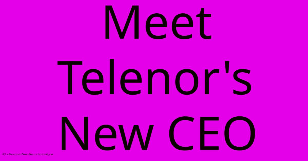 Meet Telenor's New CEO