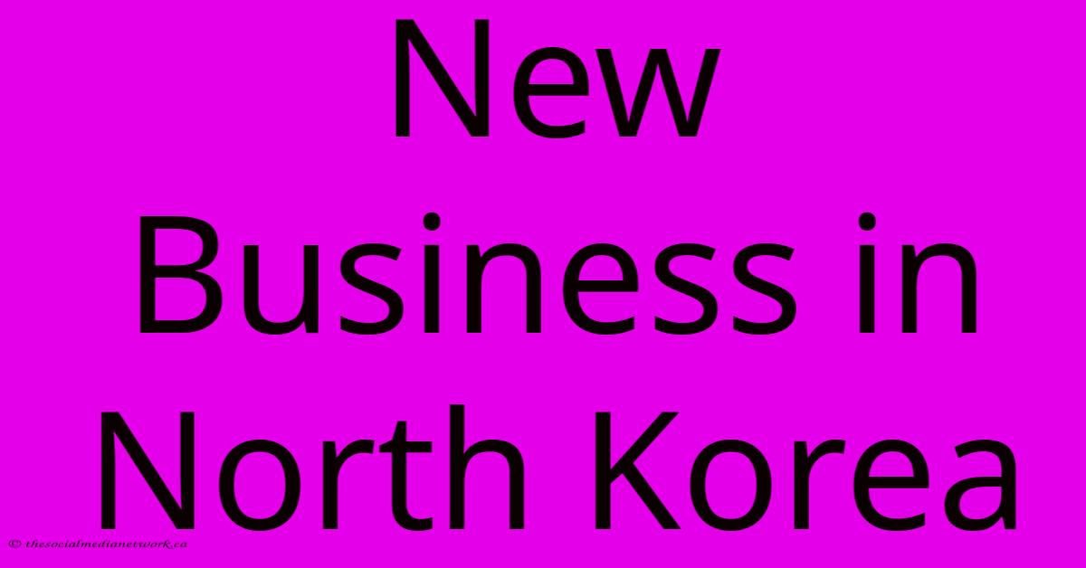 New Business In North Korea