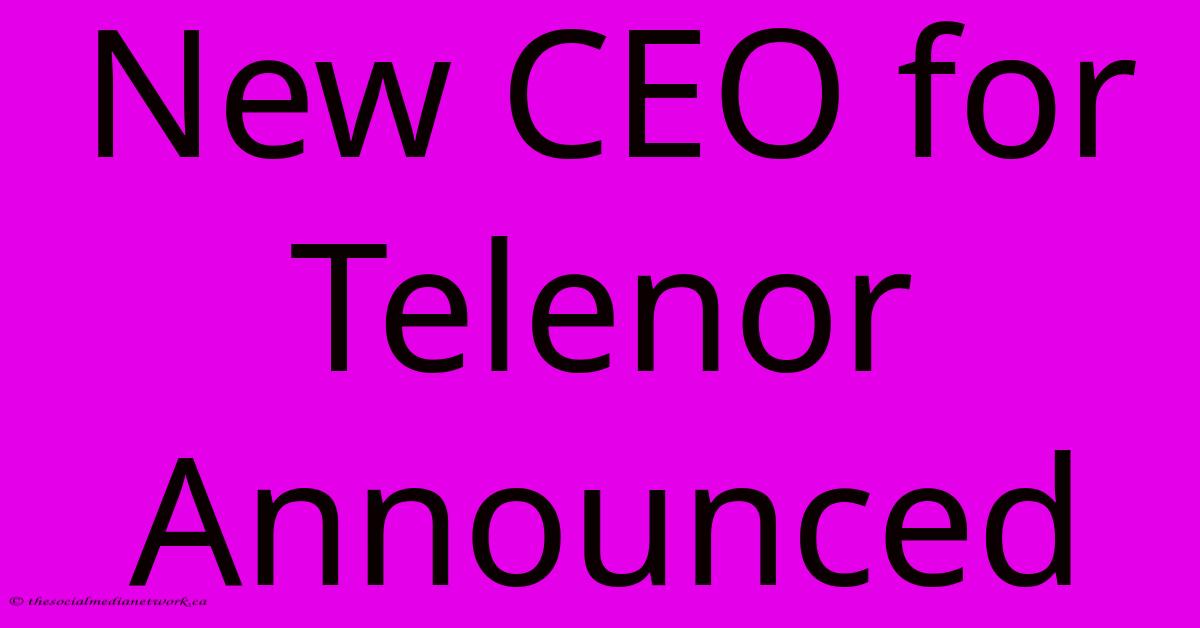 New CEO For Telenor Announced