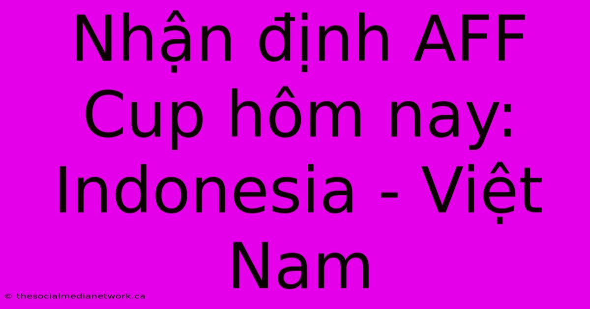 Nhận Định AFF Cup Hôm Nay: Indonesia - Việt Nam