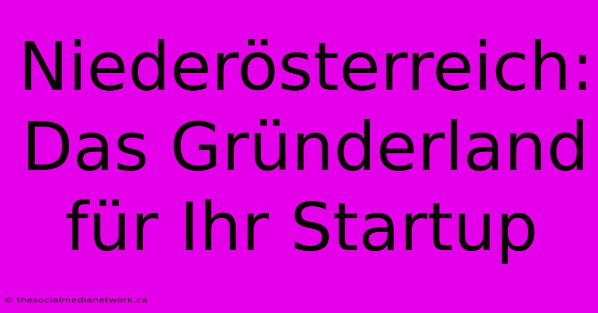 Niederösterreich: Das Gründerland Für Ihr Startup