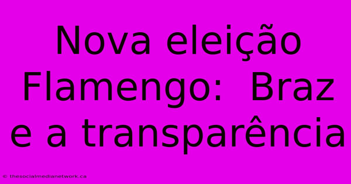 Nova Eleição Flamengo:  Braz E A Transparência