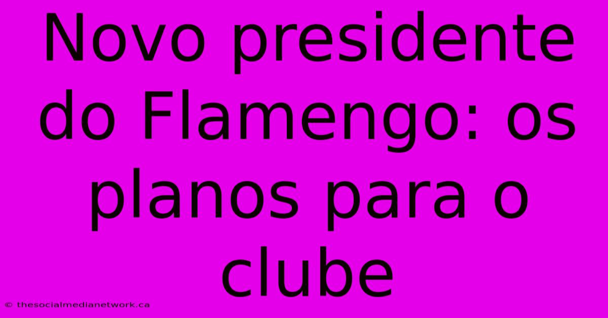 Novo Presidente Do Flamengo: Os Planos Para O Clube