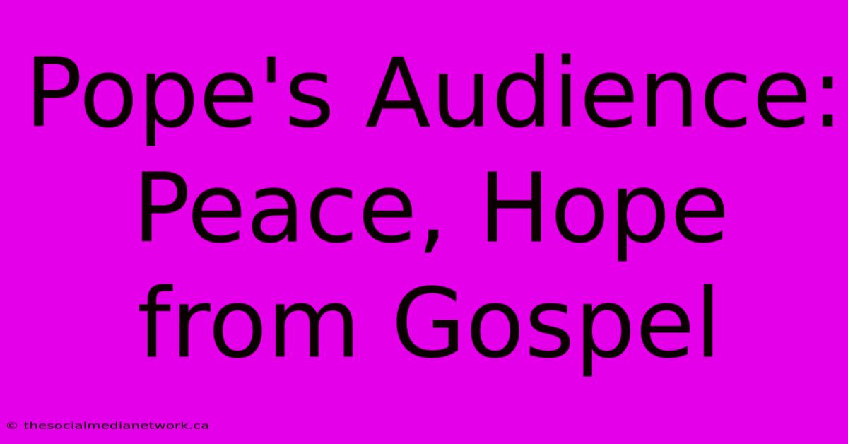 Pope's Audience: Peace, Hope From Gospel