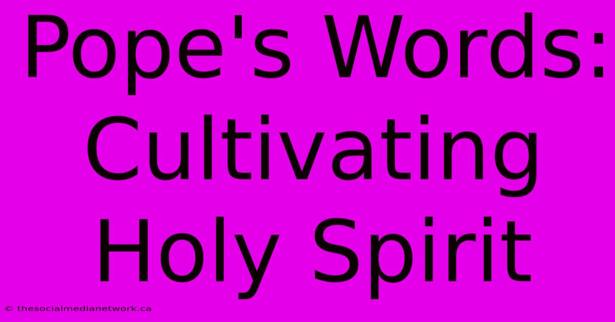 Pope's Words: Cultivating Holy Spirit