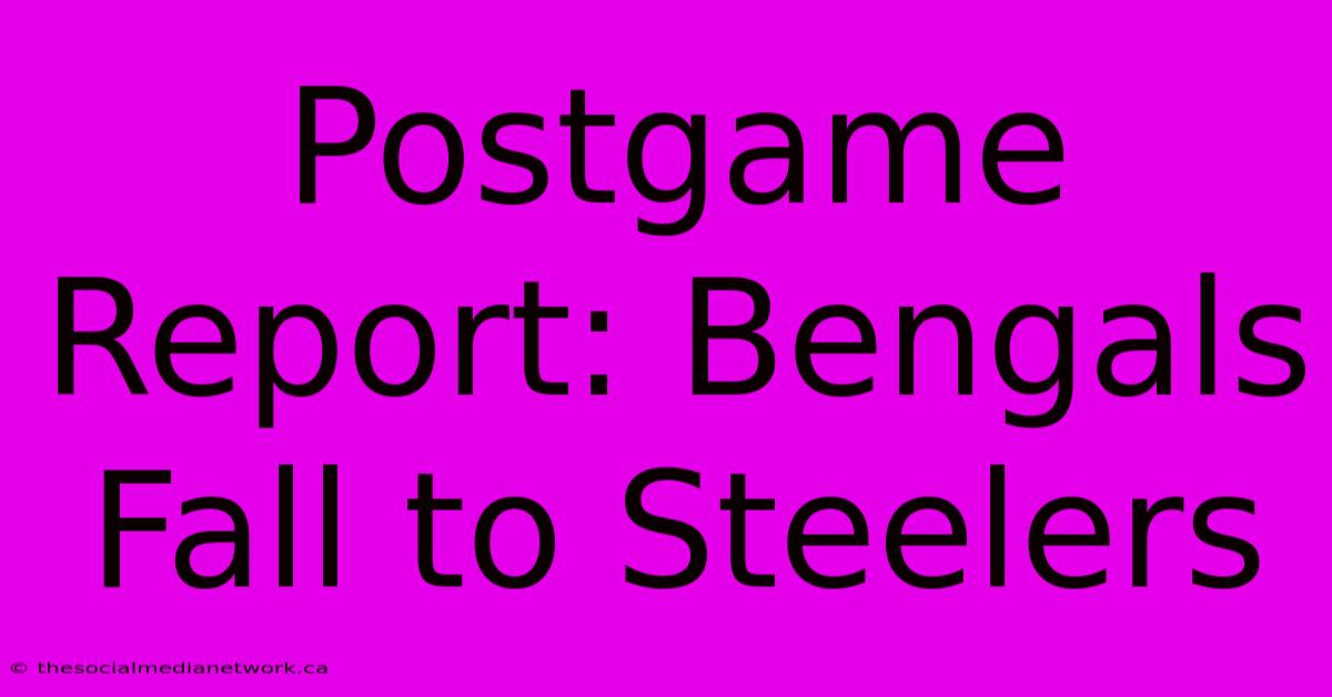 Postgame Report: Bengals Fall To Steelers