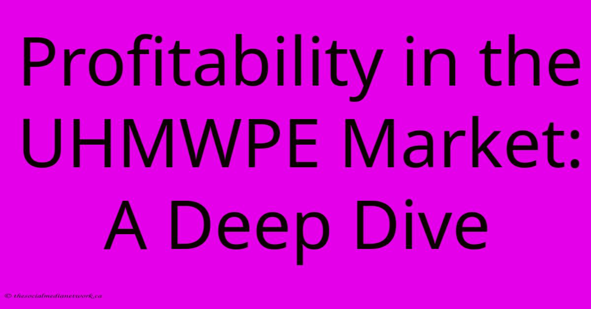 Profitability In The UHMWPE Market: A Deep Dive Profitability In The UHMWPE Market: A Deep Dive