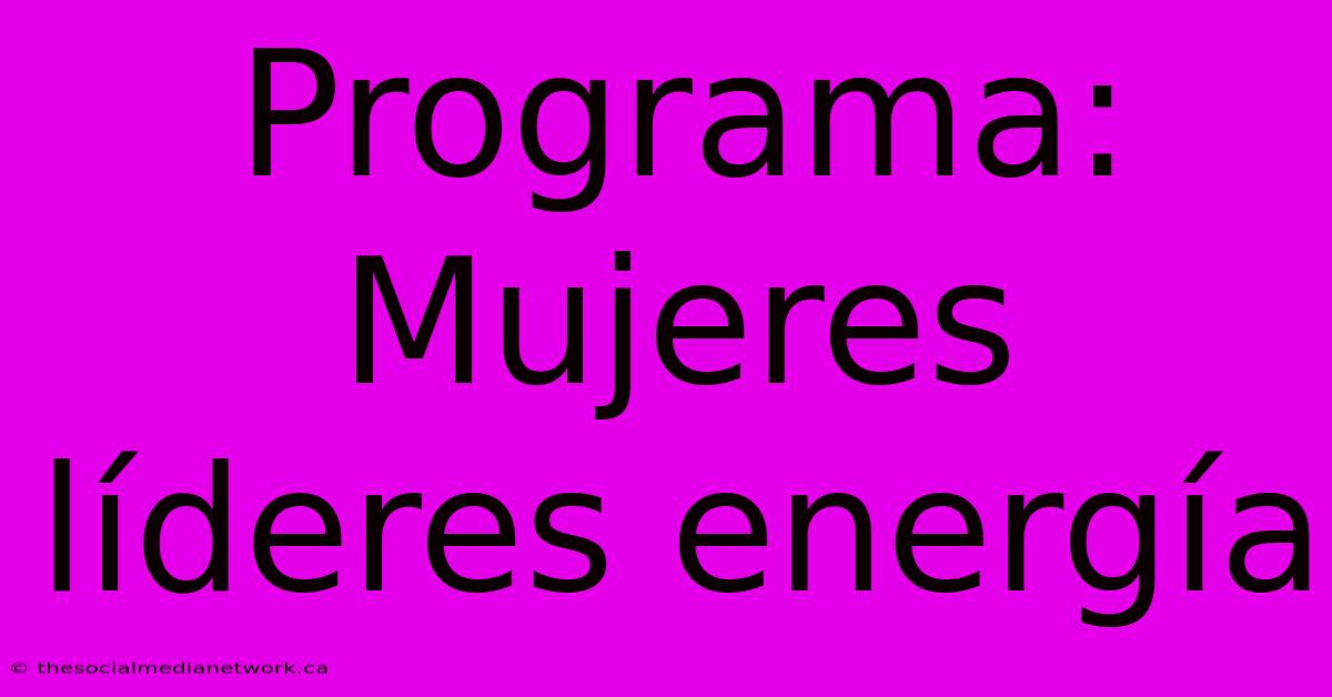 Programa: Mujeres Líderes Energía