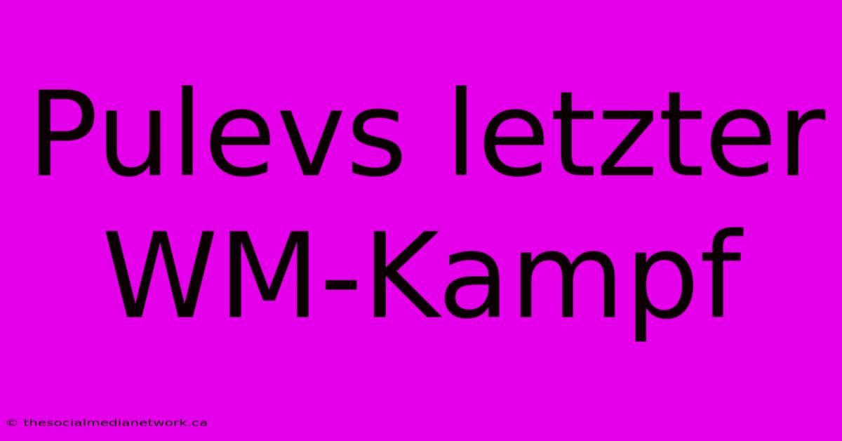 Pulevs Letzter WM-Kampf