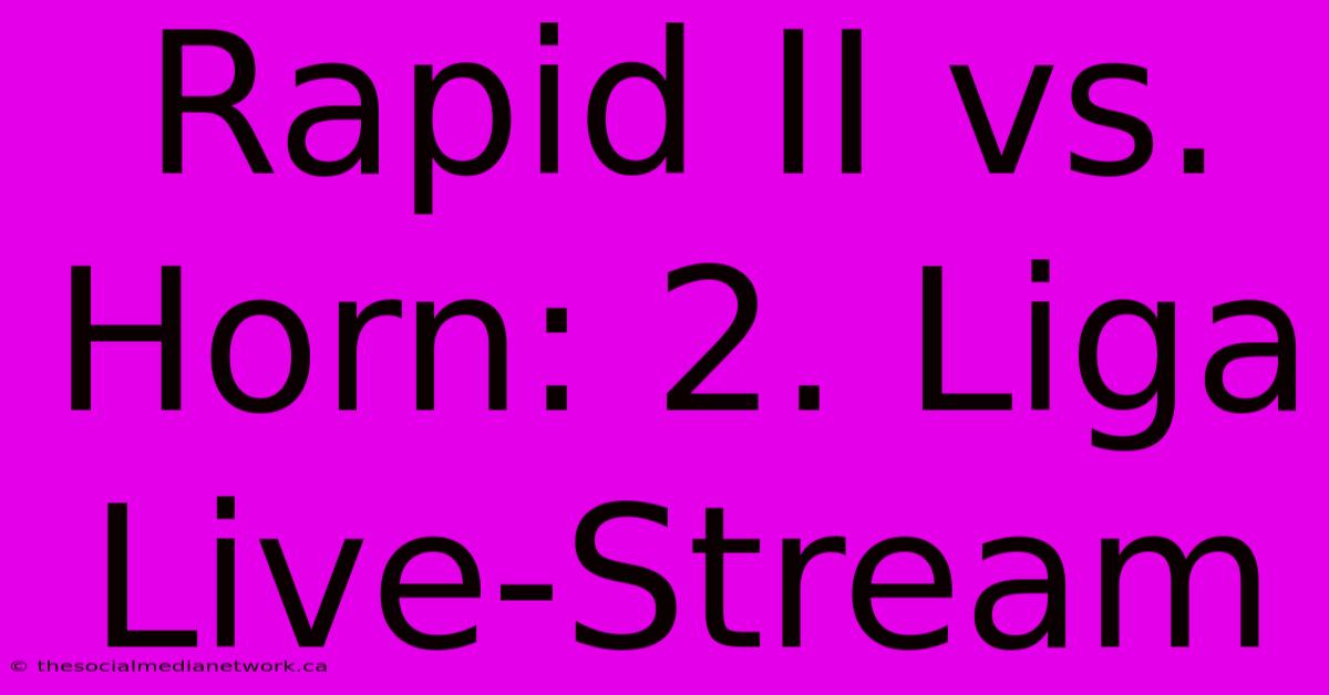 Rapid II Vs. Horn: 2. Liga Live-Stream