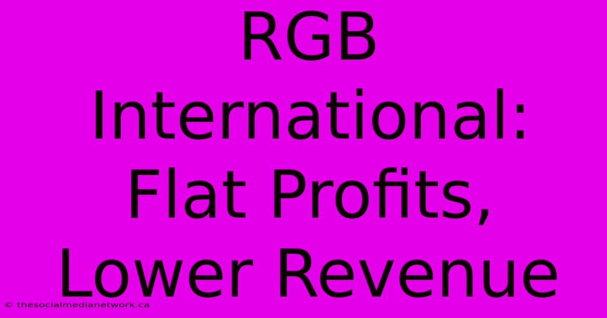 RGB International: Flat Profits, Lower Revenue