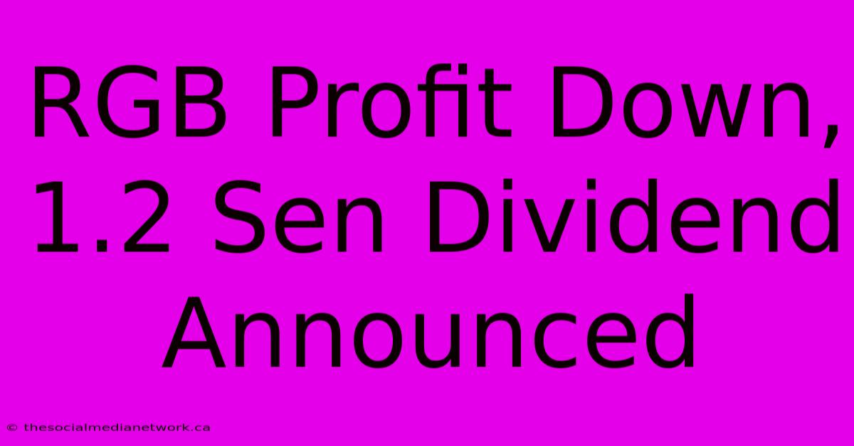 RGB Profit Down, 1.2 Sen Dividend Announced