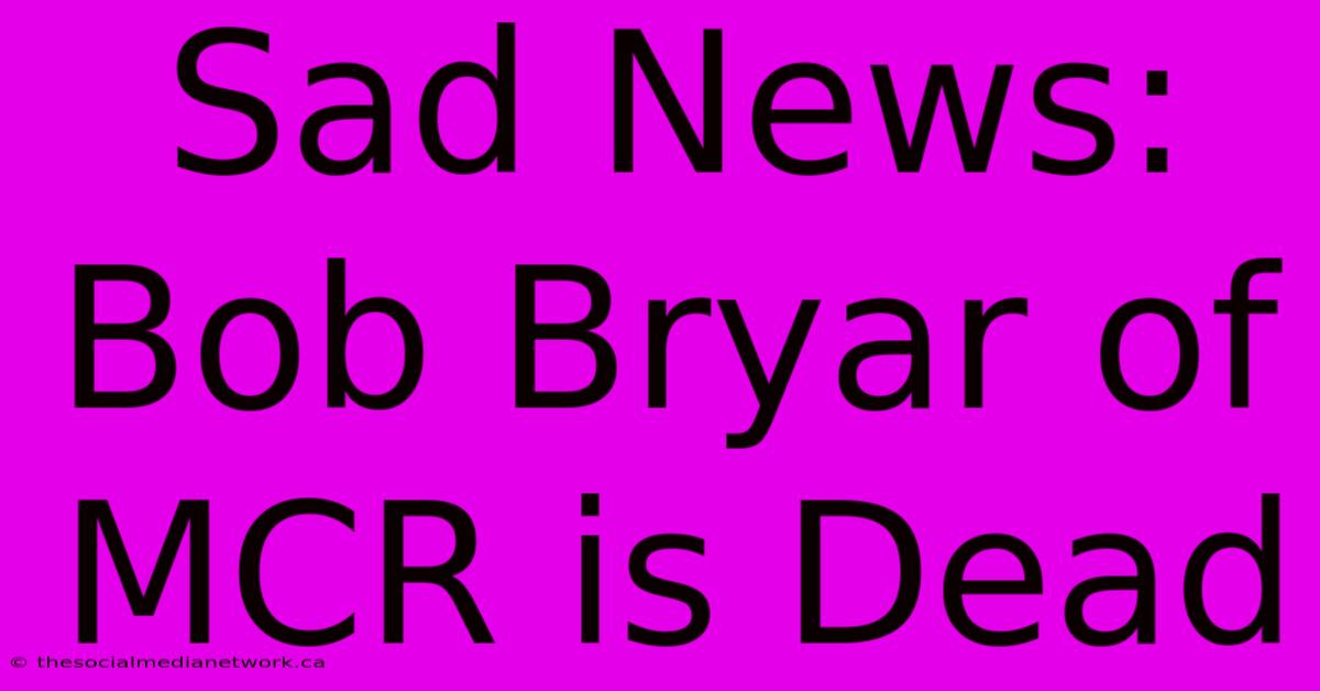 Sad News: Bob Bryar Of MCR Is Dead